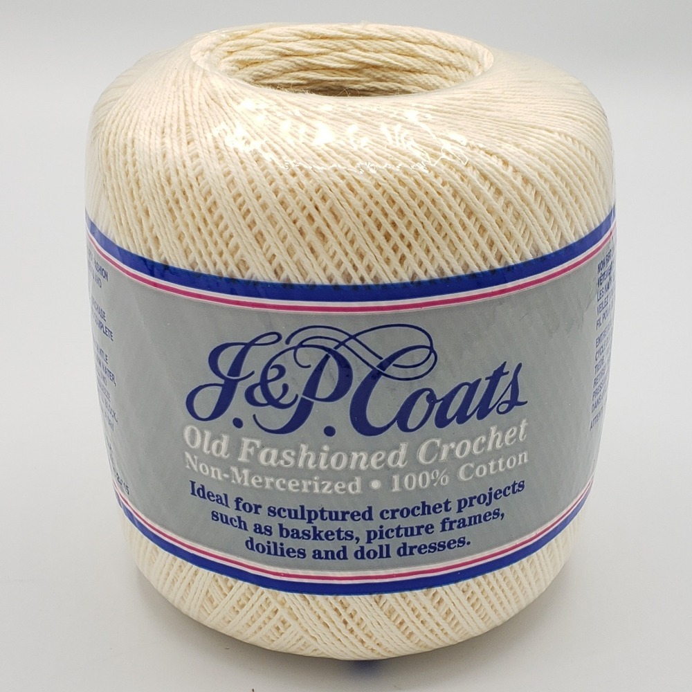 J&P Coats Old Fashioned Crochet Thread 350 Yds Cream 530, 100% Cotton D-55 M 320